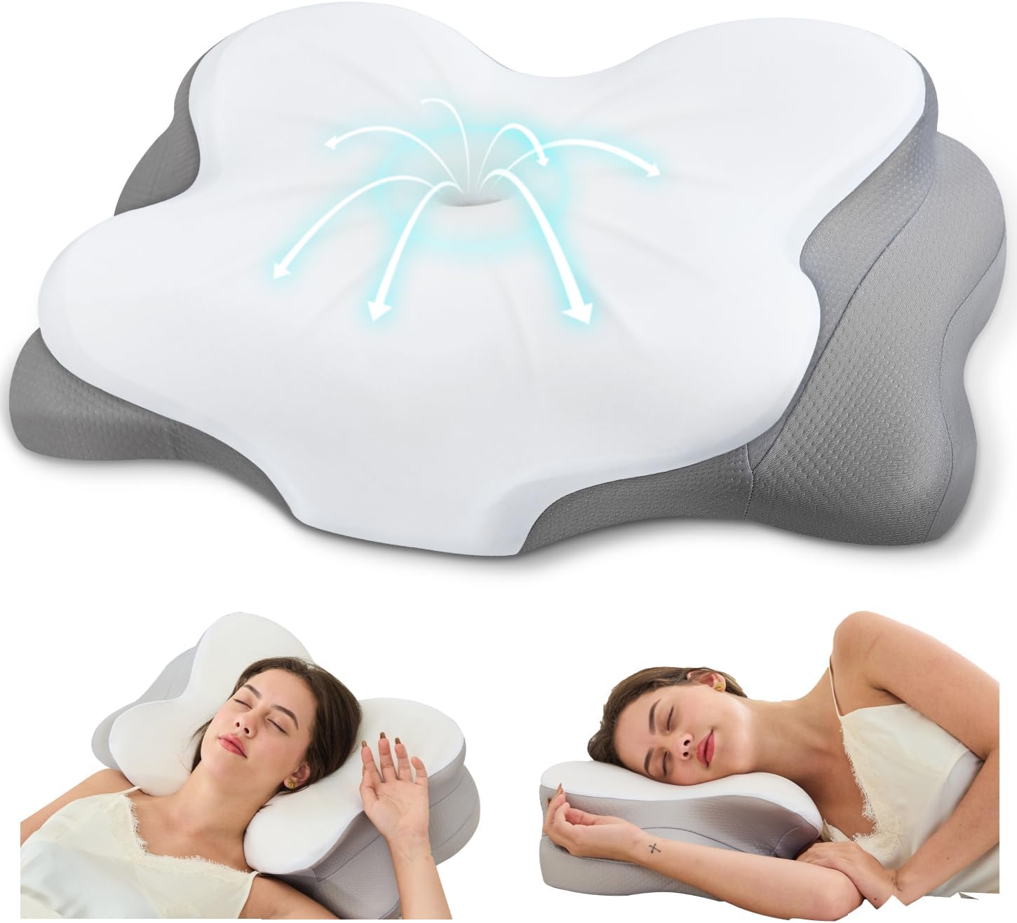 Almohada cervical para el cuello, almohada de espuma viscoelástica Blanco