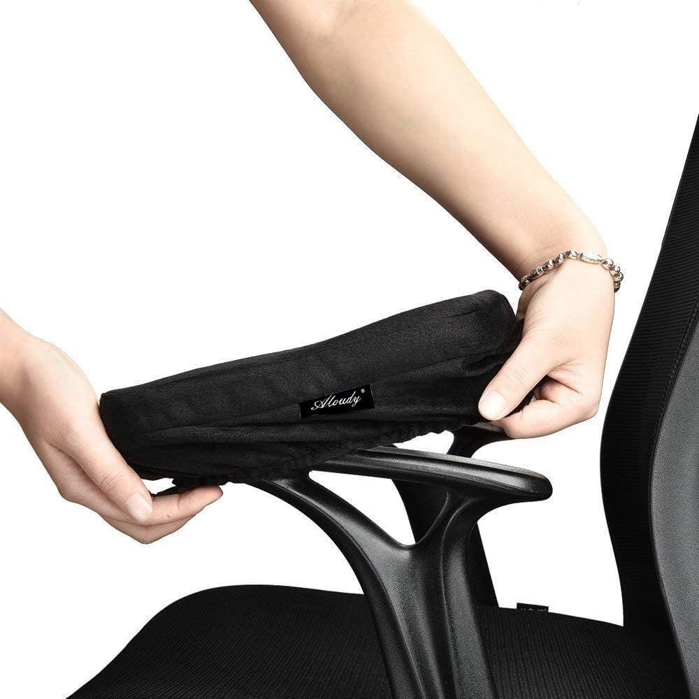 Aloudy Almohadillas ergonómicas de espuma viscoelástica para silla de oficina, cómodas fundas para reposabrazos de silla de juegos, para codos