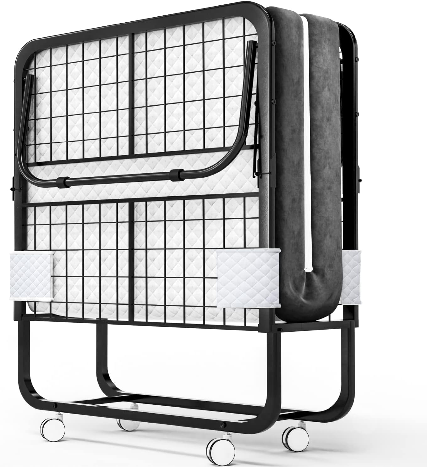 EconoHome Cama Plegable con Colchón - Marco Tamaño Twin de 75x38 Pulgadas - Cama de Invitados Portátil Plegable Rollaway con Colchón de Espuma