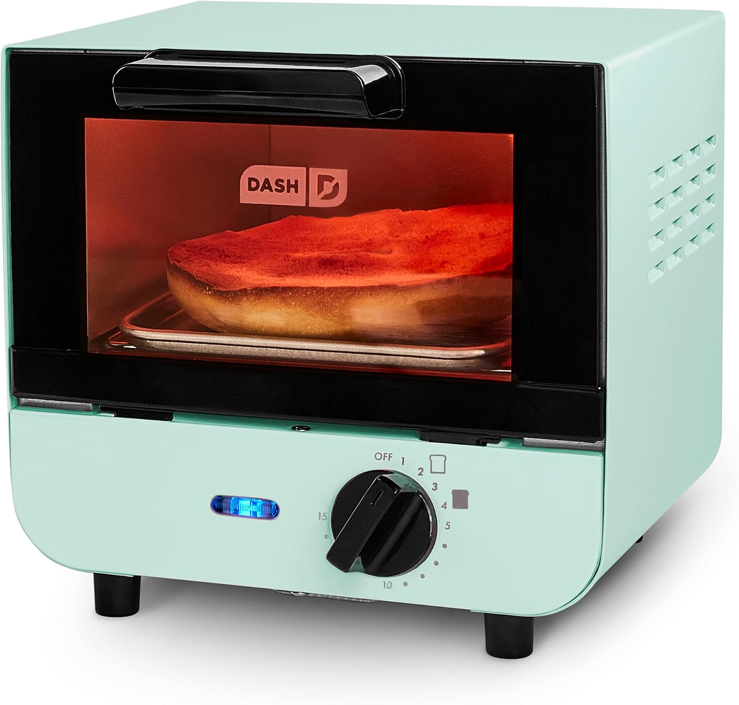 DASH Mini horno tostador para pan, bagels, galletas, pizza, paninis y más con bandeja para hornear, estante, función de apagado automático Aguamarina