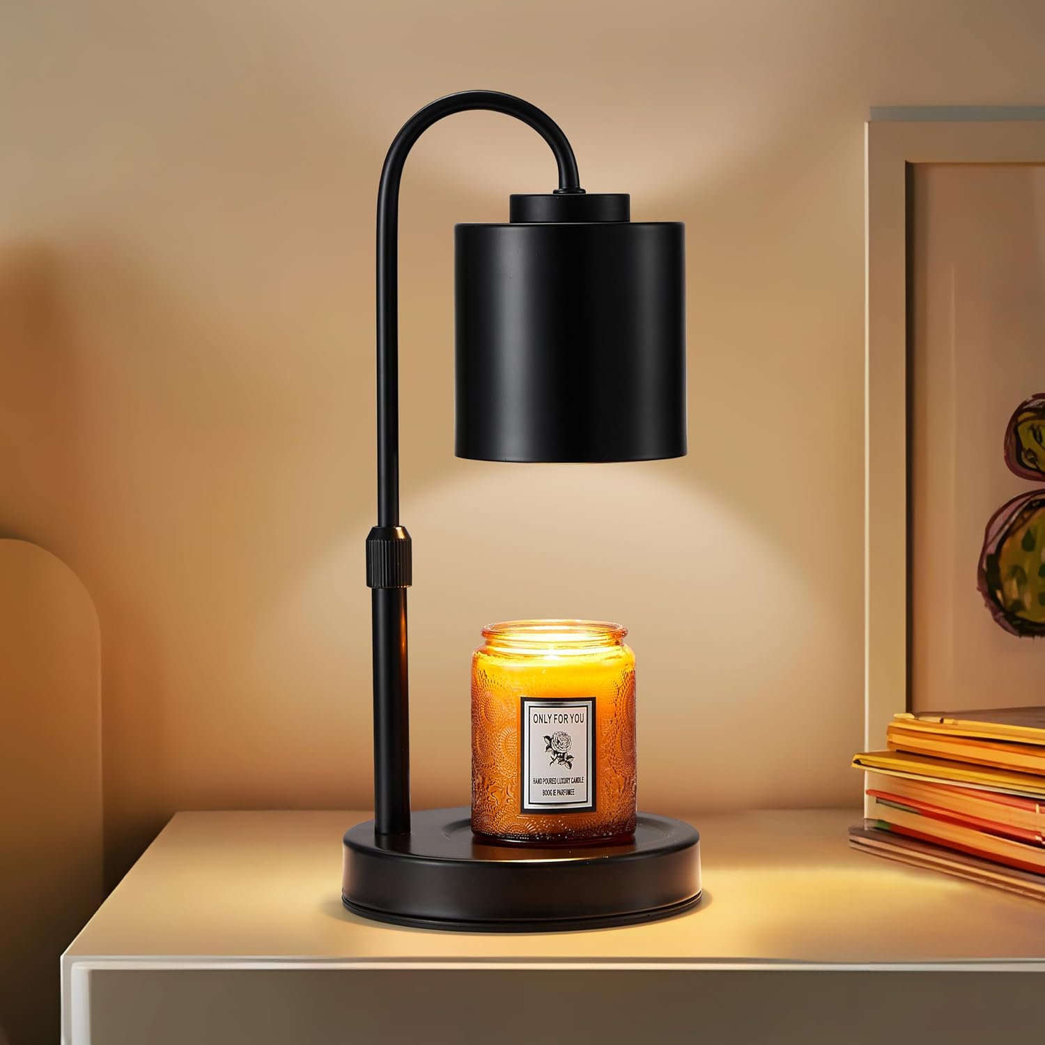CASTLELIFE - Lámpara calienta-velas con temporizador y atenuador, calentador de cera eléctrica ajustable en altura para velas de tarro, regalos