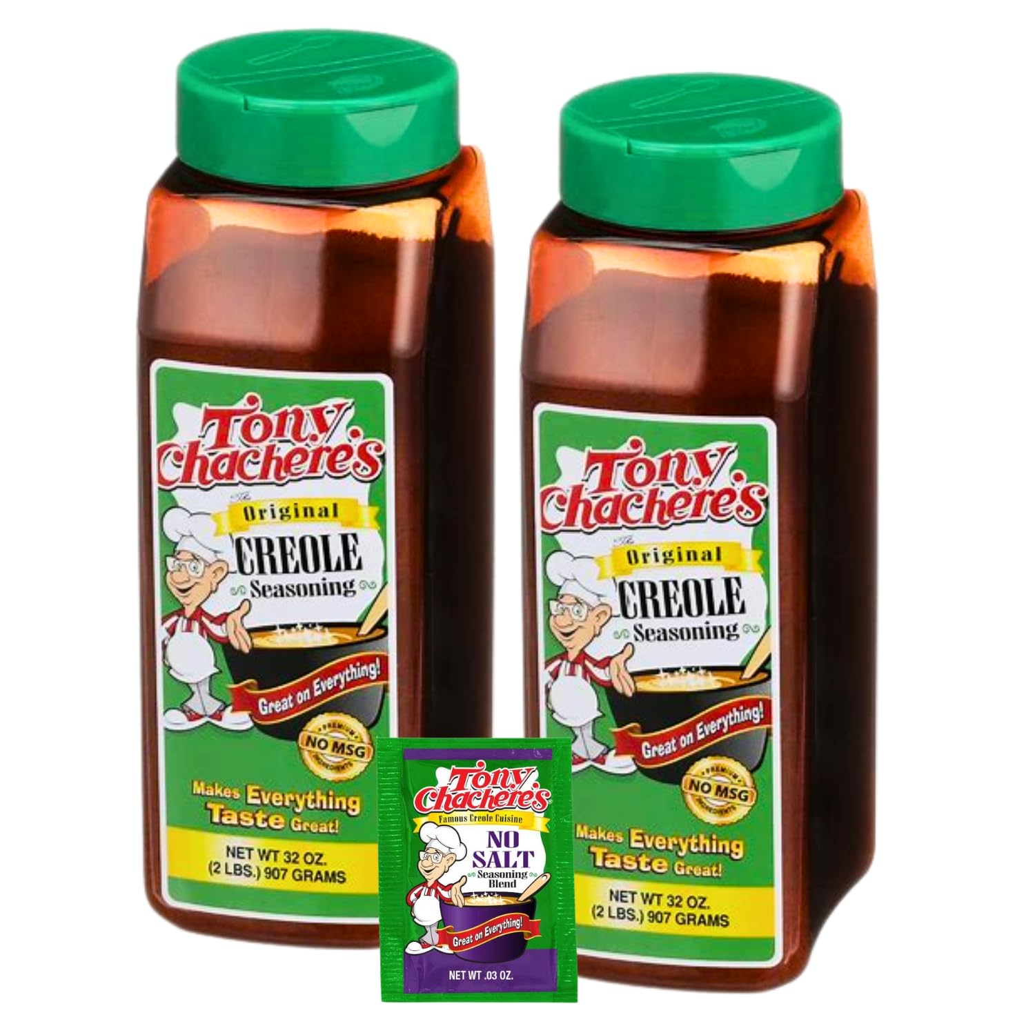 Tony Chachere's Condimento Creole 32oz (Paquete de 2 sin paquete de sal)