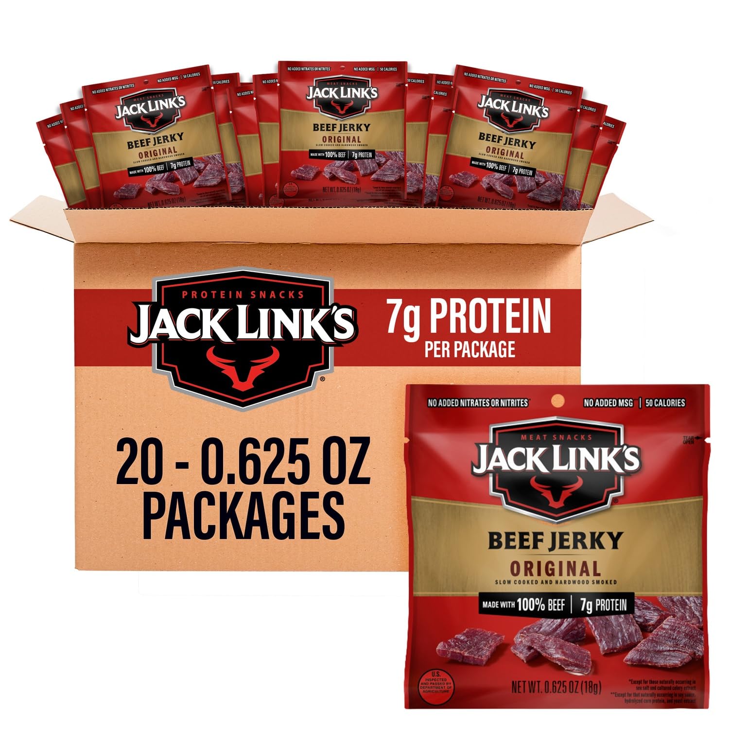 Jack Link's Beef Jerky Multipack - Original - 0.625 oz (paquete de 20)