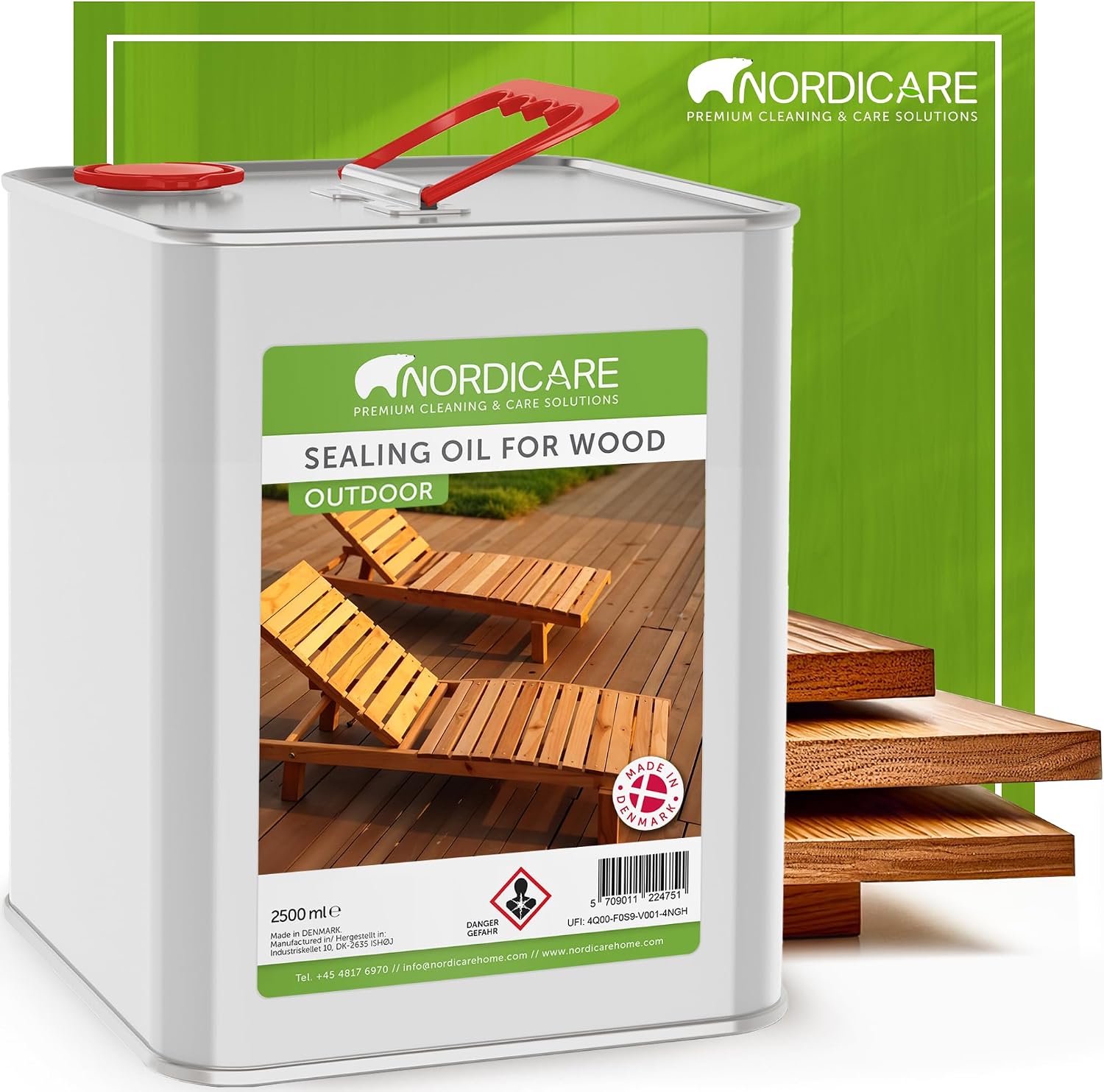 Nordicare Aceite de teca para muebles de exterior, 16.9 onzas – Aceite de madera de exterior y sellador para teca, acacia, roble y más, ayuda a