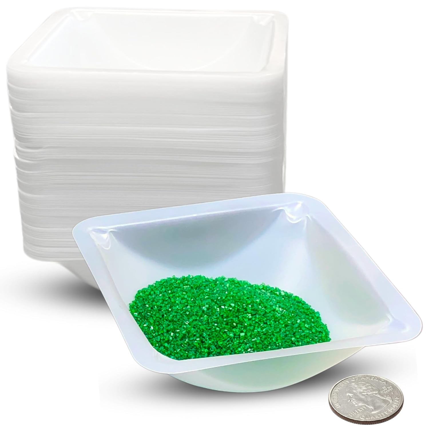 Weigh Boats - Bandejas de plástico desechables medianas (3.4 fl oz, paquete de 125) para báscula, bandeja cuadrada antiestática, plato