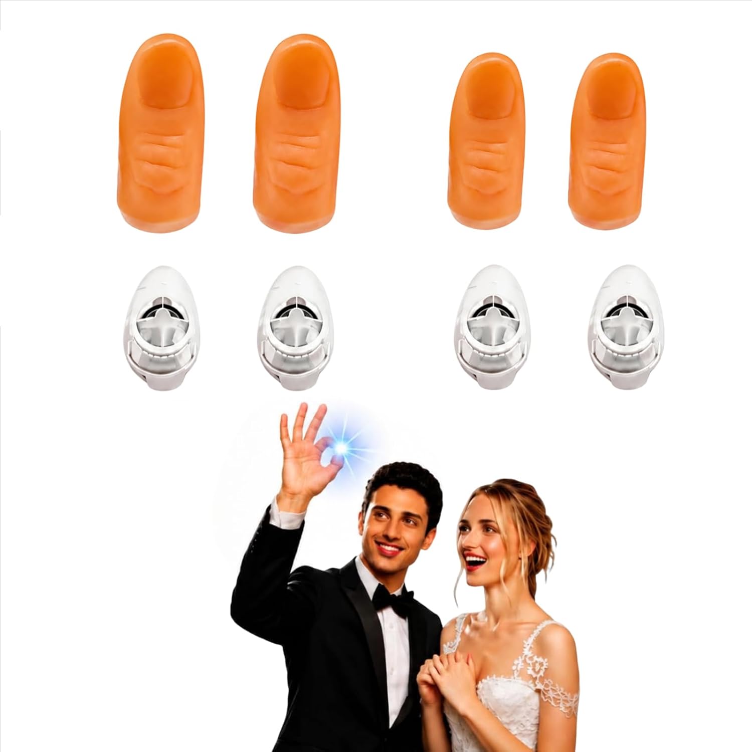 sumrica Luces LED mágicas para dedos, trucos para magos, luz de pulgares, juguete de broma de dedo, dedo mágico de lámpara, dedo falso, truco de