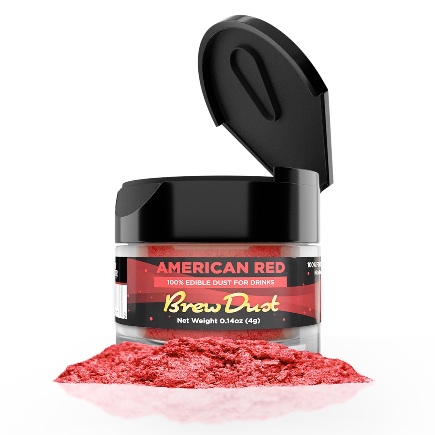 Bakell Brew Dust - Rojo americano (0.14 oz) Brillantina comestible para bebidas, bebidas y cócteles