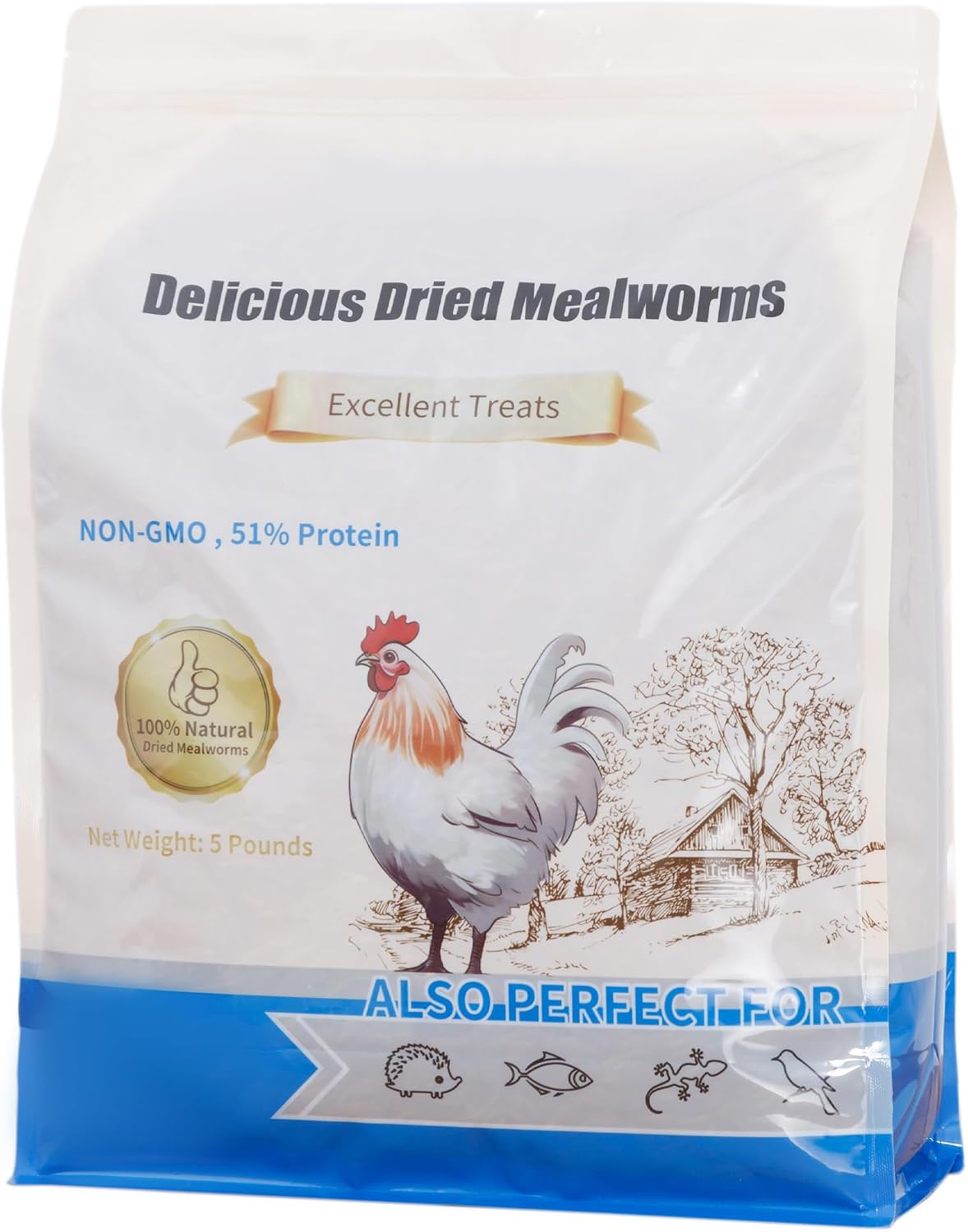 Gusanos secos de harina de 5 libras de pollo naturales puros para gallinas ponedoras aves silvestres