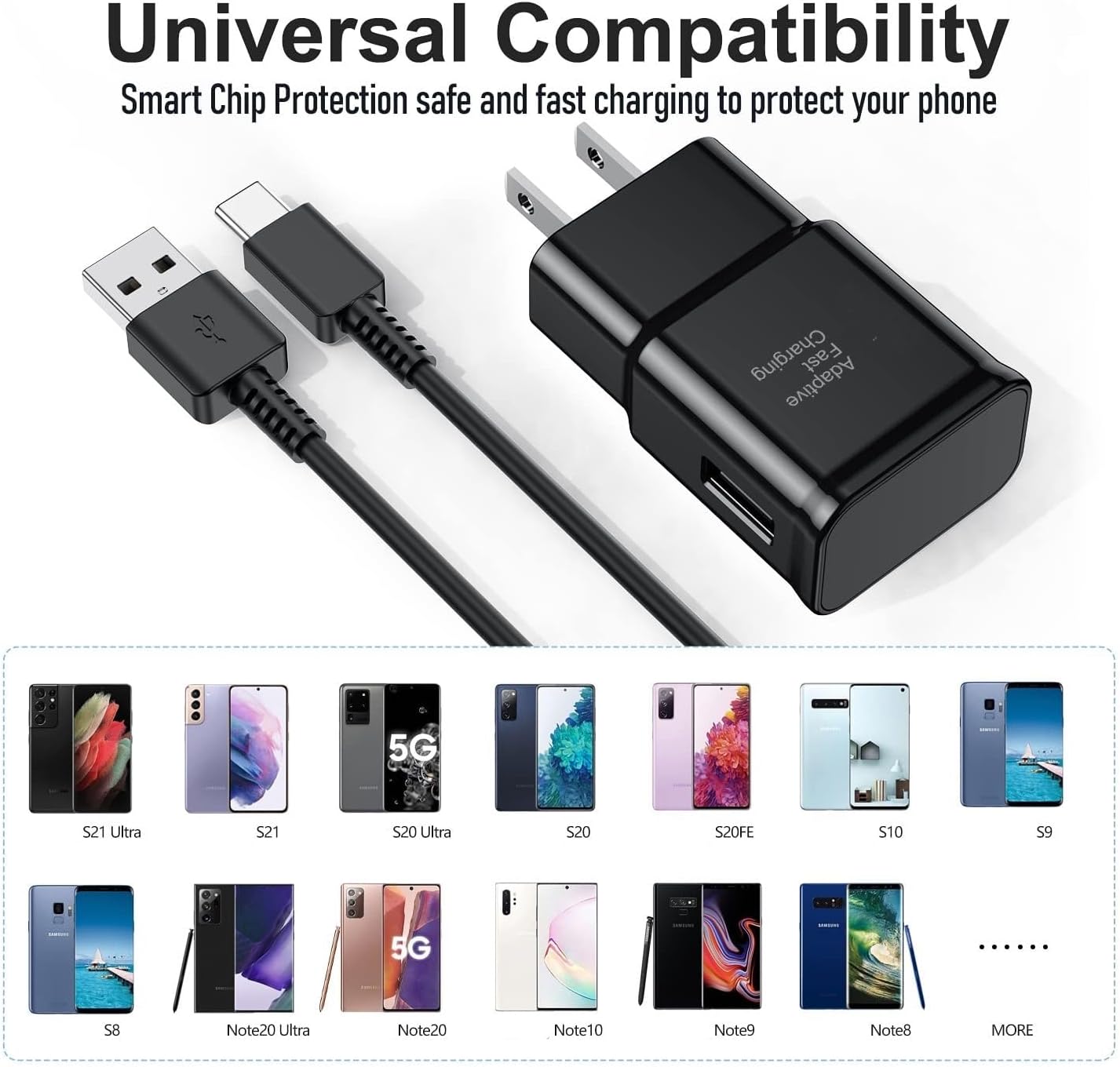 Cargador USB C Samsung de carga rápida para teléfono Android tipo C de 6.6 pies para Samsung Galaxy Phone