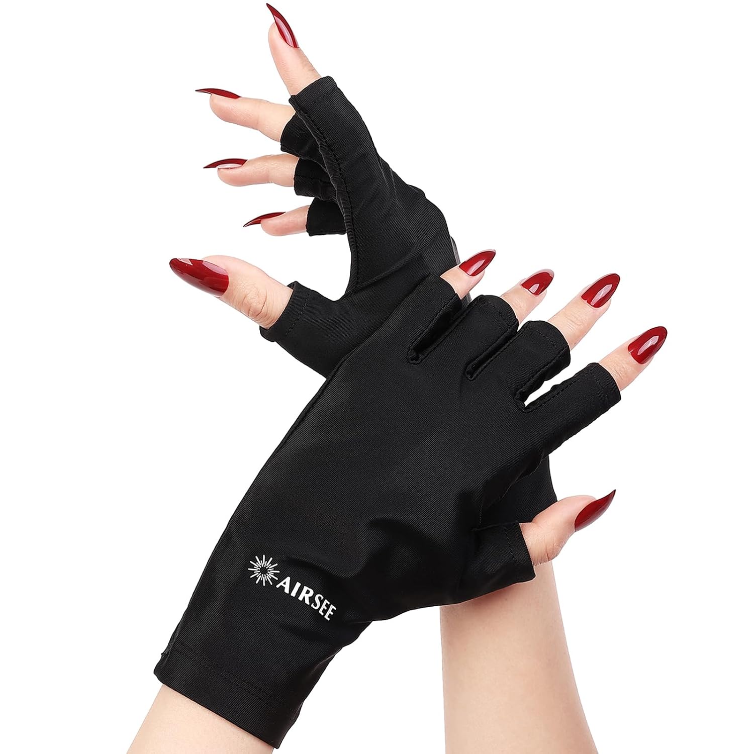 AIRSEE Guantes de protección UV UPF 50+ prémium para manicura de gel, color Negro