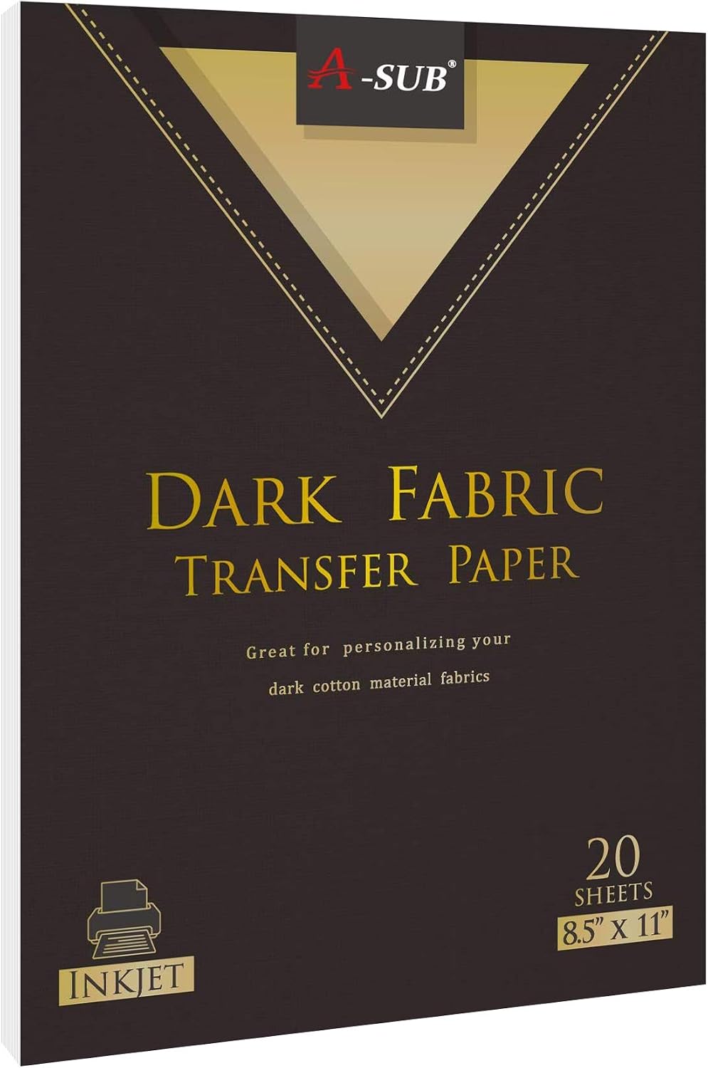 A-SUB Papel de transferencia de calor para camisetas oscuras, 20 hojas