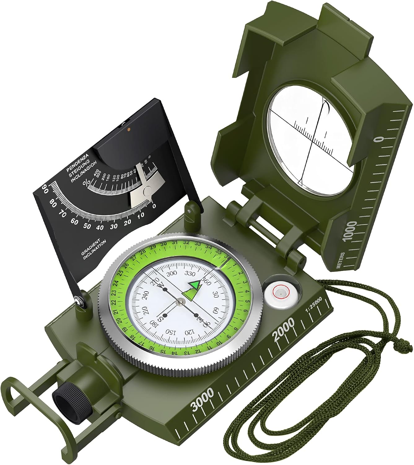 Proster Brújula IP65 para senderismo de supervivencia, brújula de observación lensatic para navegación de camping, brújula con clínómetro y bolsa