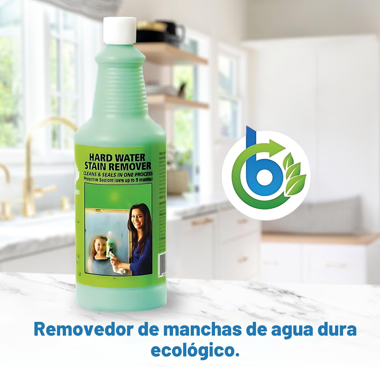 Bio Clean: removedor de manchas de agua dura respetuoso con el medio ambiente (40 oz grande). Paquete de 2