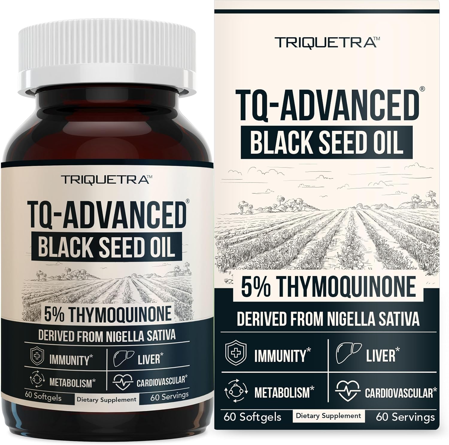 Aceite de semilla negra líquido 5% Timoquinona - TQ-Advanced® Alta potencia - 100 mg por porción - Concentrado 15:1 de extracto de Nigella