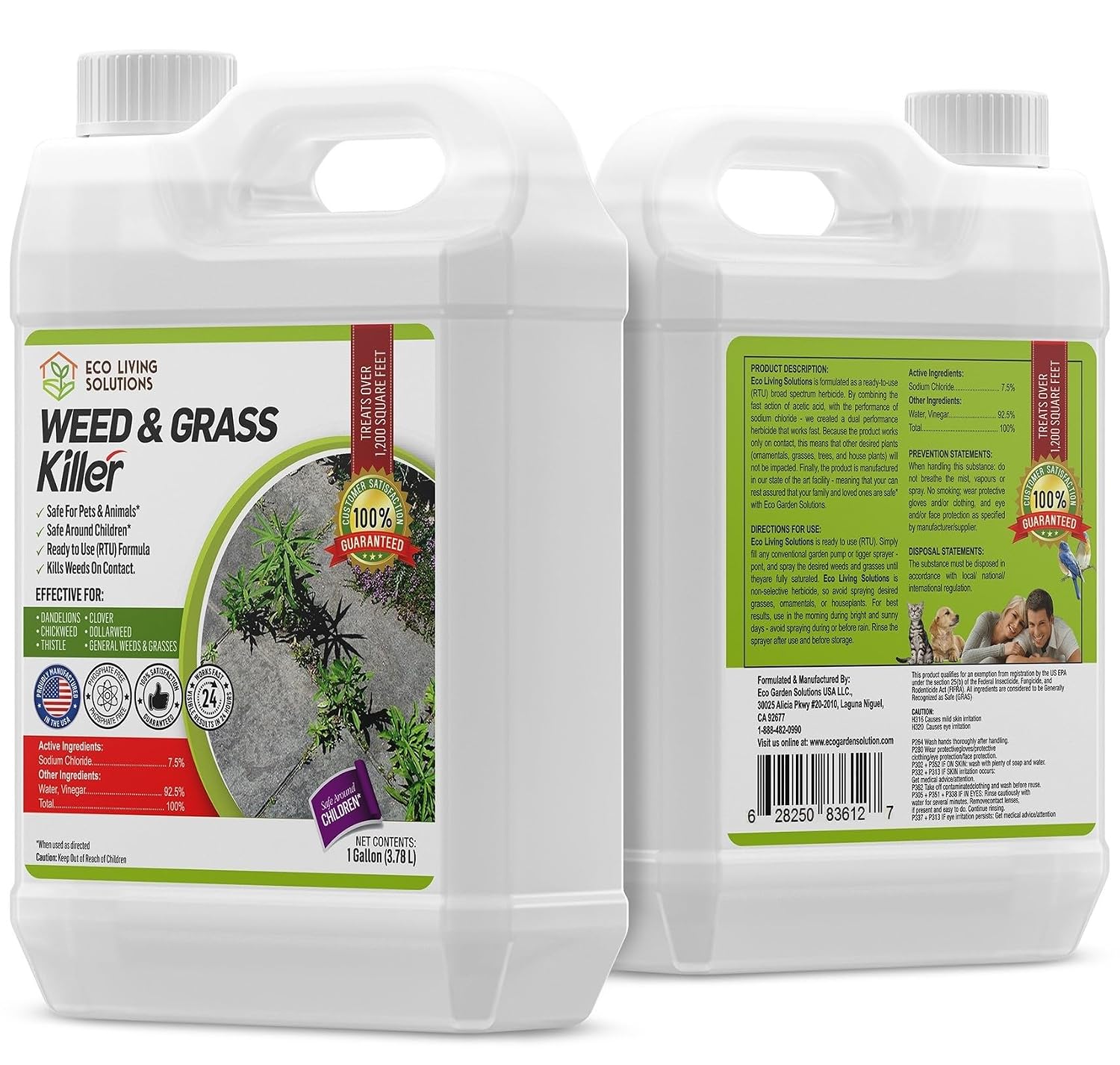 ECO Garden PRO - Mata malezas de vinagre orgánico Seguro para niños Asesino de tréboles para césped Asesino de musgos Hierba verde e hiedra